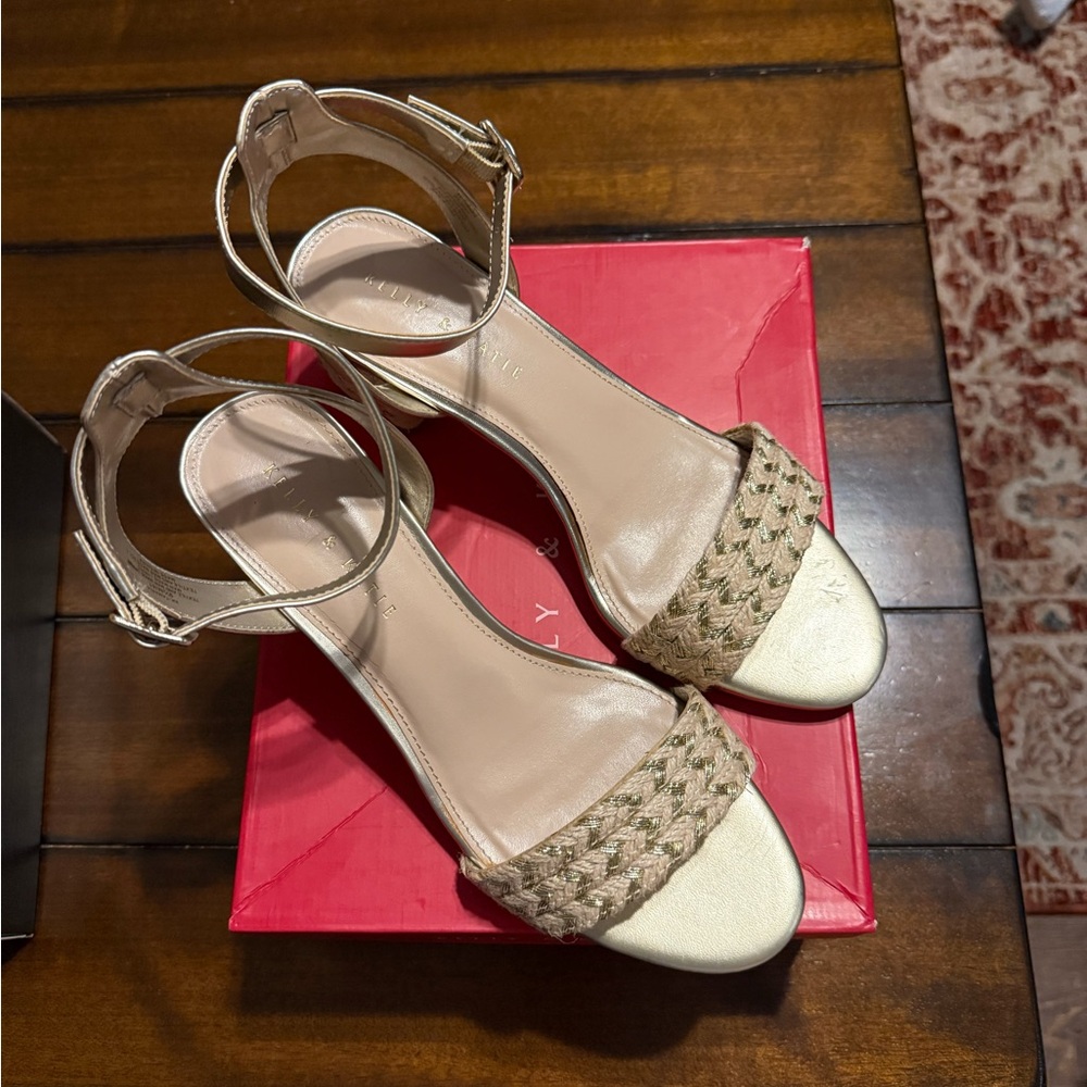 Kelly & Kate Beige and Gold Woven Braided Heel